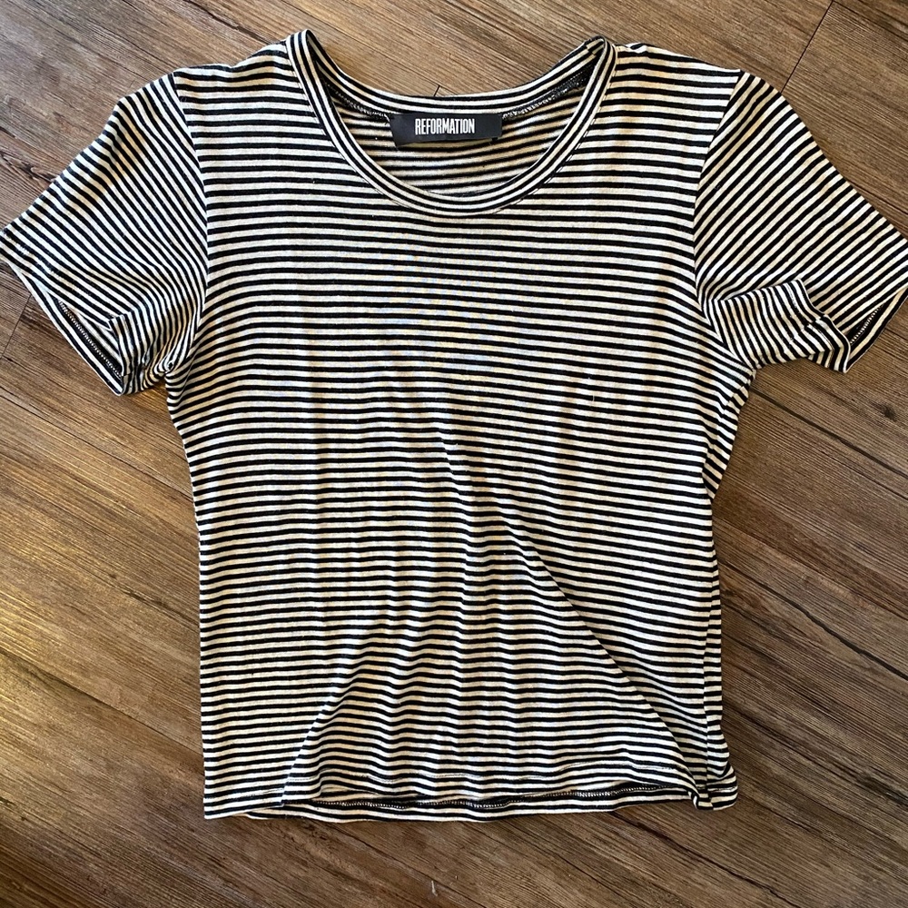Reformation crop stripe tee!